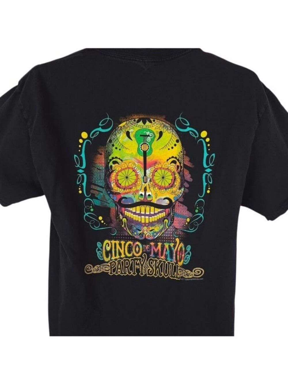 Cinco De Mayo Party Skull T Shirt Mens Size Large Black El Mezcal Celebration